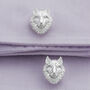 Wolf Head Cufflinks In Sterling Silver, thumbnail 2 of 3