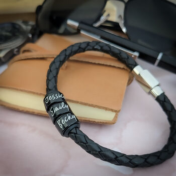 Personalised Bracelet With Engraved Name Rings, 2 of 9