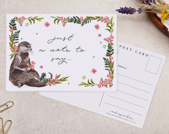 Otter Floral Just A Note To Say A6 Postcard Pack, 2 of 3