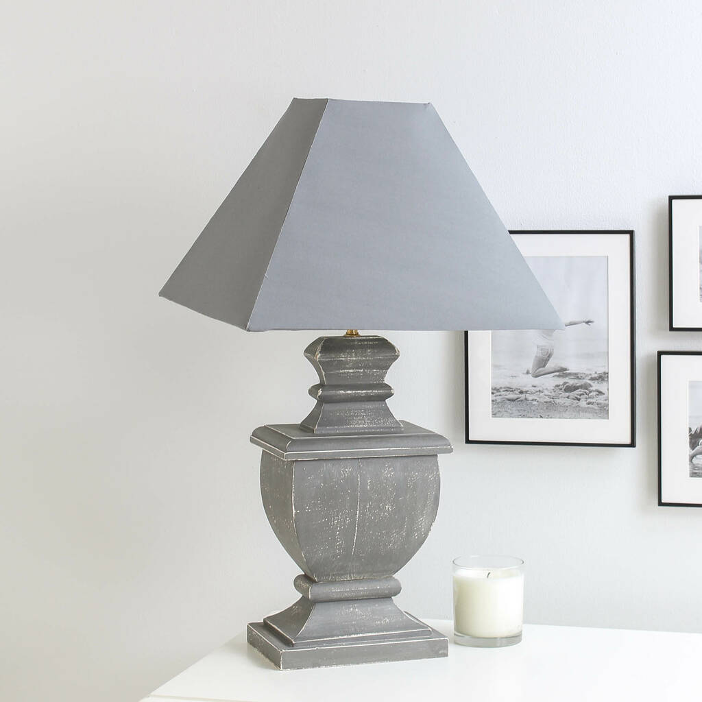 grey distressed wooden table lamp by marquis & dawe ...