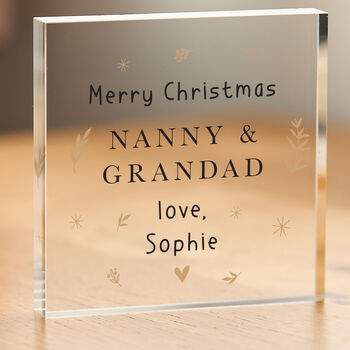 Personalised Merry Christmas Acrylic Plaque Gift For Grandparents, 2 of 6