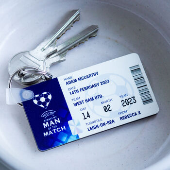 'Man Of The Match' Personalised Football Keyring, 2 of 4