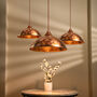 Artisan Narrow Dark Copper Pendant Lamp, Hand Hammered Minimalist Lighting *Copper Fixtures Included*, thumbnail 5 of 10