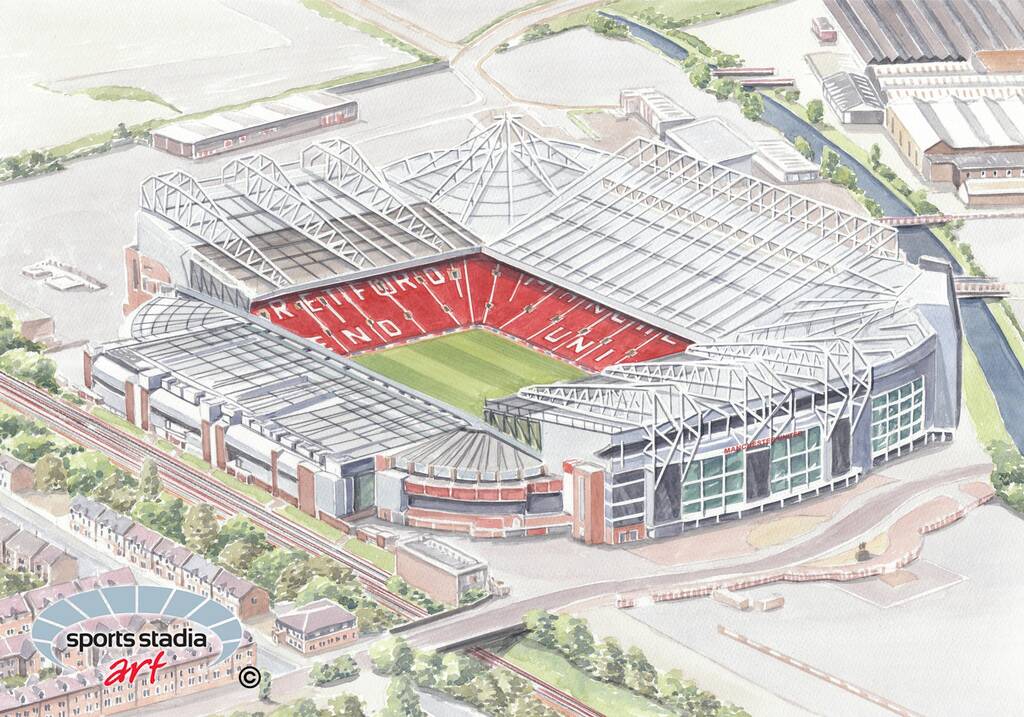 Manchester United Old Trafford Stadium Fine Art Print By Sports Stadia ...