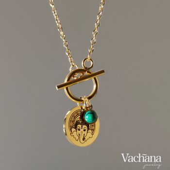 Goddess Ganesha Malachite Pendant Necklace, 3 of 8