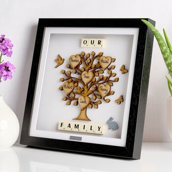 Wooden Family Tree Frame Personalised Gift For Parents, 7 of 12