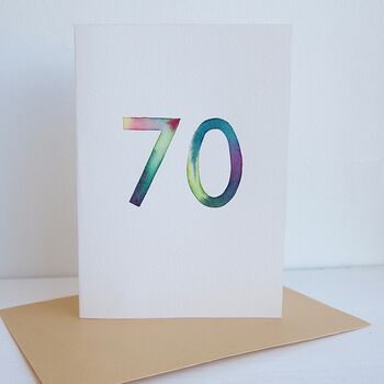 Handmade 70th Or Age Watercolour Birthday /Anniversary Card, 2 of 6
