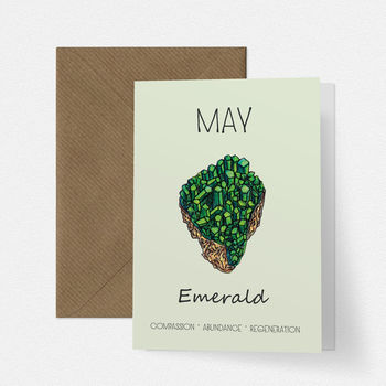 May Birthstone Emerald Illustration Birthday Card, 2 of 3