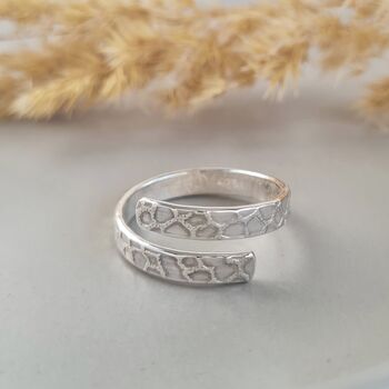 Silver Bark Band Wrap Ring, 4 of 10
