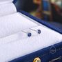 Sterling Silver Sapphire Blue Cz Bezel Stud Earrings, thumbnail 3 of 12