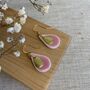 Bright Pink Ceramic Teardrop Earrings Gold Plated, thumbnail 6 of 6