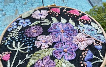 Nicotiana Flowers Embroidery Kit, 6 of 10