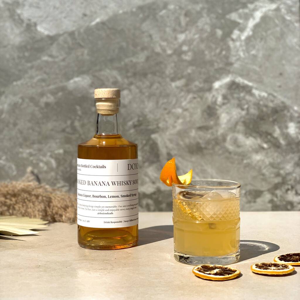 Smoked Banana Whisky Sour Premium Bottled Cocktail By DOXI.