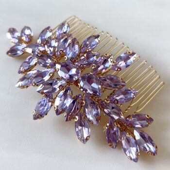Lilac Crystal Hair Comb, 4 of 5