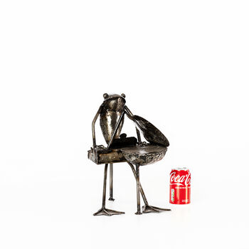 Small Frog Pianist Piano Metal Sculpture, 3 of 9