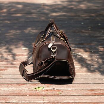 Leather Weekend Bag With Shoes Pocket, 7 of 12