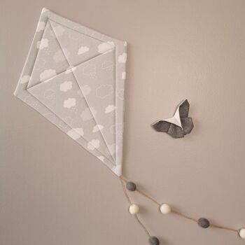 Soft Grey And White Kite Hanging Felt Pom Pom, 5 of 9