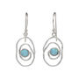 Molten Sterling Silver Spiral Blue Opal Drop Earrings, thumbnail 3 of 7