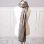 Beige And Grey Unisex Check Scarf, thumbnail 7 of 8