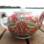 Two Cup Teapot In Red Strawberry Thief Design, thumbnail 6 of 12