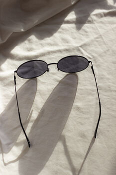 Black Oversized Round Circle Wire Frame Sunglasses, 2 of 5