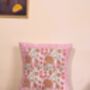 Pink Coneflower Block Printed Cushion Cover Set Of Two, thumbnail 2 of 3