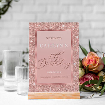 Rose Gold Birthday Welcome Sign, Any Age, 2 of 5