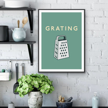 Grating Cheese Grater Kitchen Print, 2 of 3