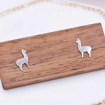 Sterling Silver Alpaca Llama Sheep Stud Earrings, 2 of 12