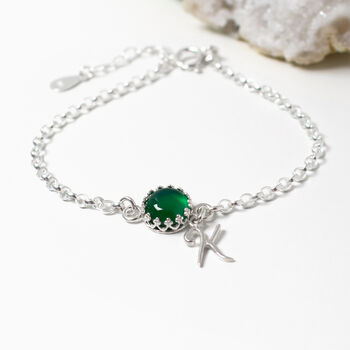 Green Onyx Bracelet Personalised May Birthstone, 2 of 6