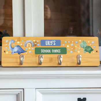 Personalised Dinosaur Wall Mounted Coat Hooks For Children's Bedroom, 4 of 4