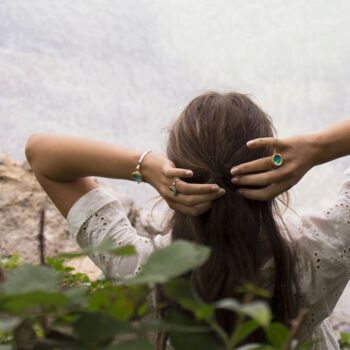 Large Round Emerald Turquoise Lagoon Adjustable Ring, 3 of 8