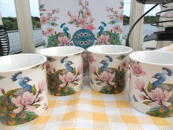 Set Of Four Gift Boxed Palace Mugs In Peacock Design, 4 of 8