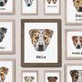 Staffie Dog Face Portrait Flower Print With Name, thumbnail 6 of 9
