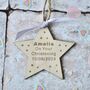 Personalised Christening Wooden Star Decoration, thumbnail 1 of 3