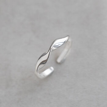 Sterling Silver Twist Open Adjustable Ring, 4 of 9