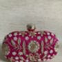 Hot Pink Raw Silk Oval Pearl Clutch Bag, thumbnail 3 of 10