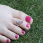 925 Silver Floral Red Blue Bohemian Beach Toe Ring, thumbnail 1 of 7
