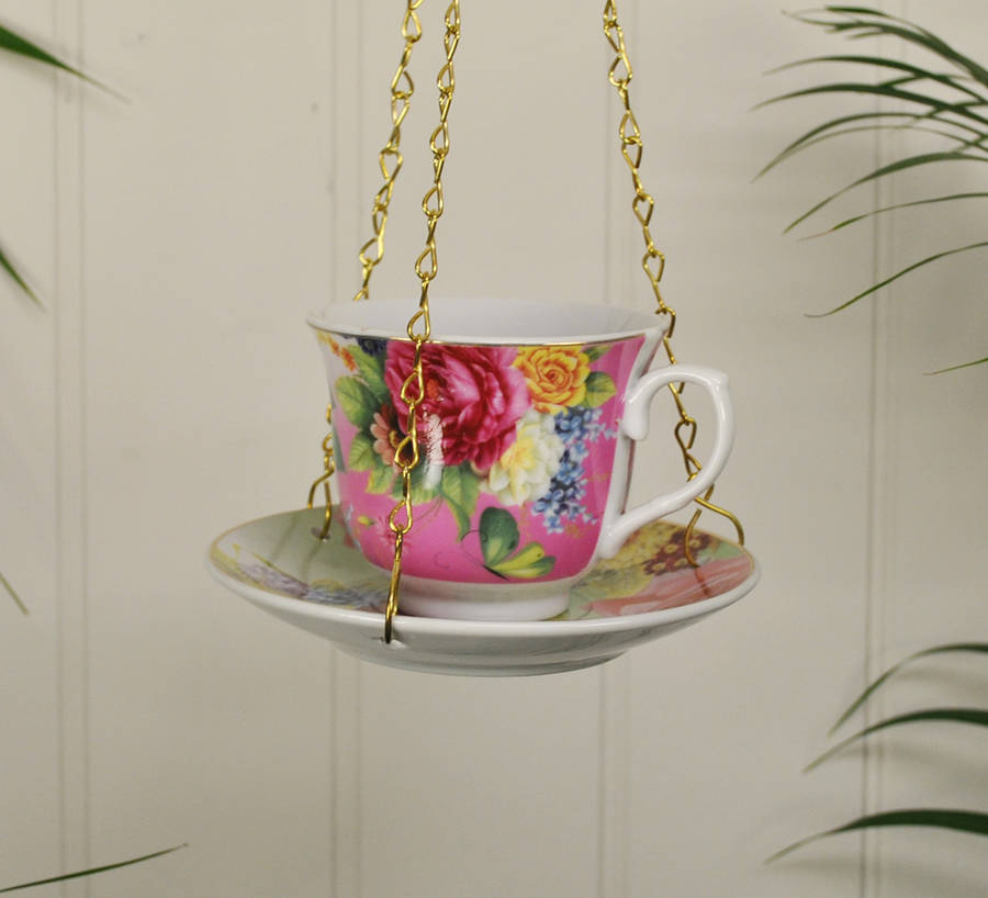 Chintz Floral Teacup Bird Feeder By Garden Selections