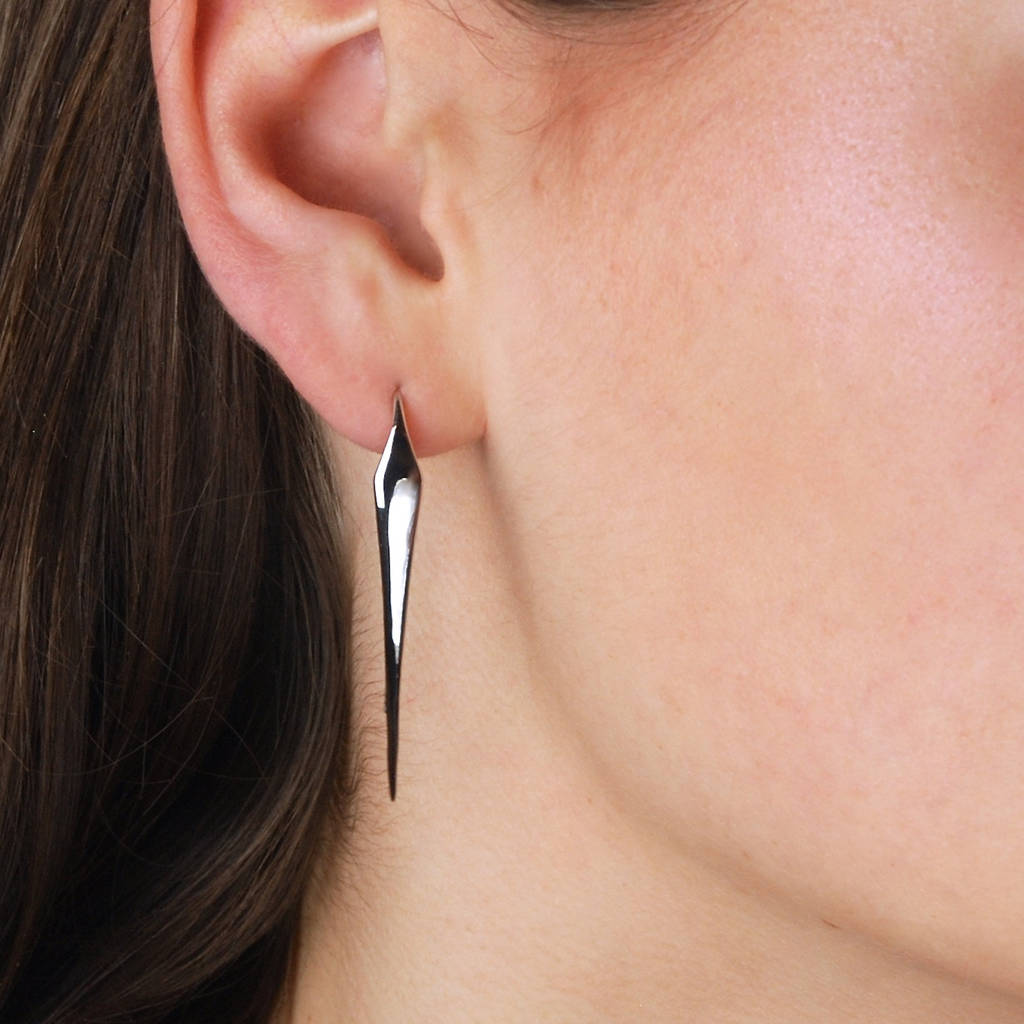 Sterling Silver Thread Through Dagger Drop Earrings By Penelopetom