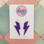 Large Purple Glitter Lightning Earrings, thumbnail 1 of 4
