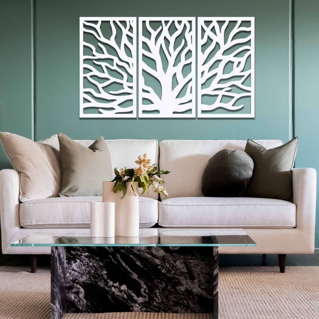 Modern Three Panel Tree Of Life Wooden Wall Art By Duke Craft ...