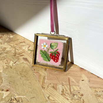 Strawberry Hand Embroidered Framed Keepsake, 5 of 7