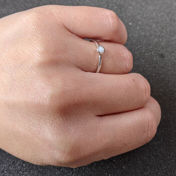 Silver Opal Stacking Ring Size L Other Sizes Available, 7 of 10
