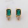 Emerald Geometric Stud Earrings Gold Plated, thumbnail 1 of 6