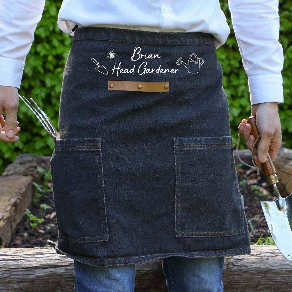 Men's Personalised Half Length Gardening Apron By Dibor