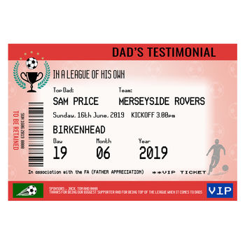 Personalised Football Ticket Print For Dad, 5 of 5