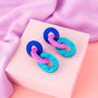 Blue Purple Chain Link Earrings, thumbnail 1 of 4