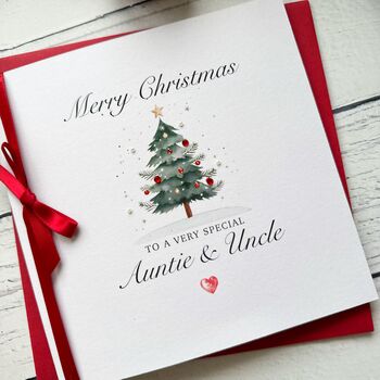 Handmade Special Auntie And Uncle Christmas Card Tree Design, 3 of 6