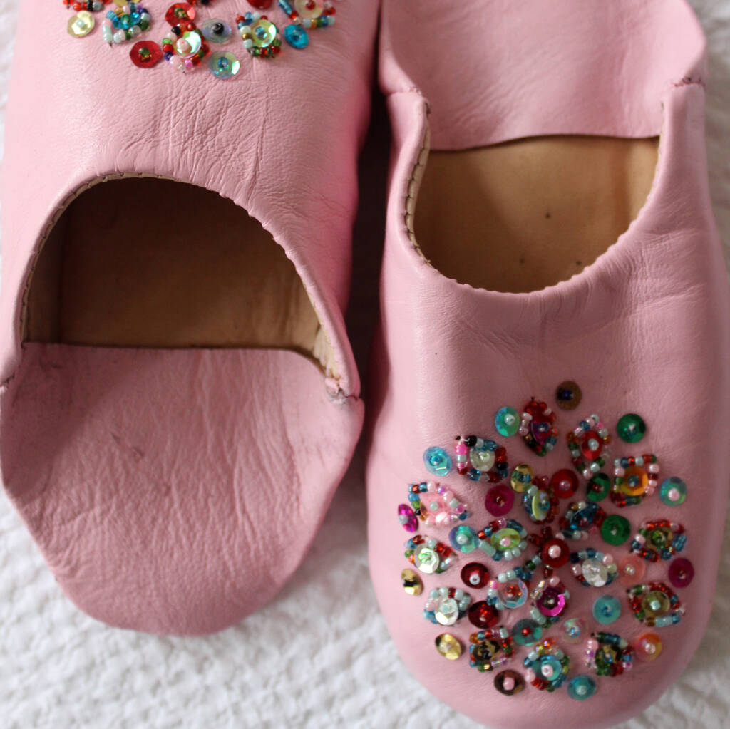 Girl's Handmade Leather Slippers With Sequins, 1 of 12